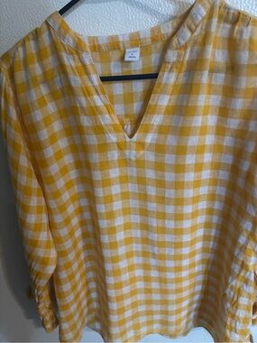 Old Navy Yellow and White Gingham V-Neck Tunic